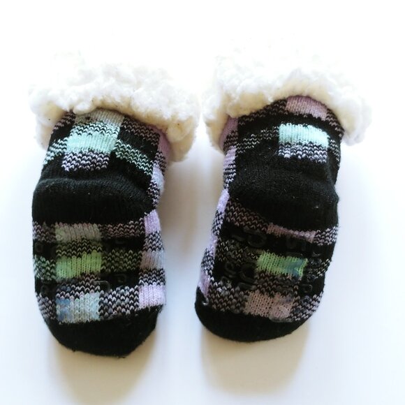 Pudus Plaid Lumberjack Sherpa Lined Slipper Socks - Picture 3 of 5